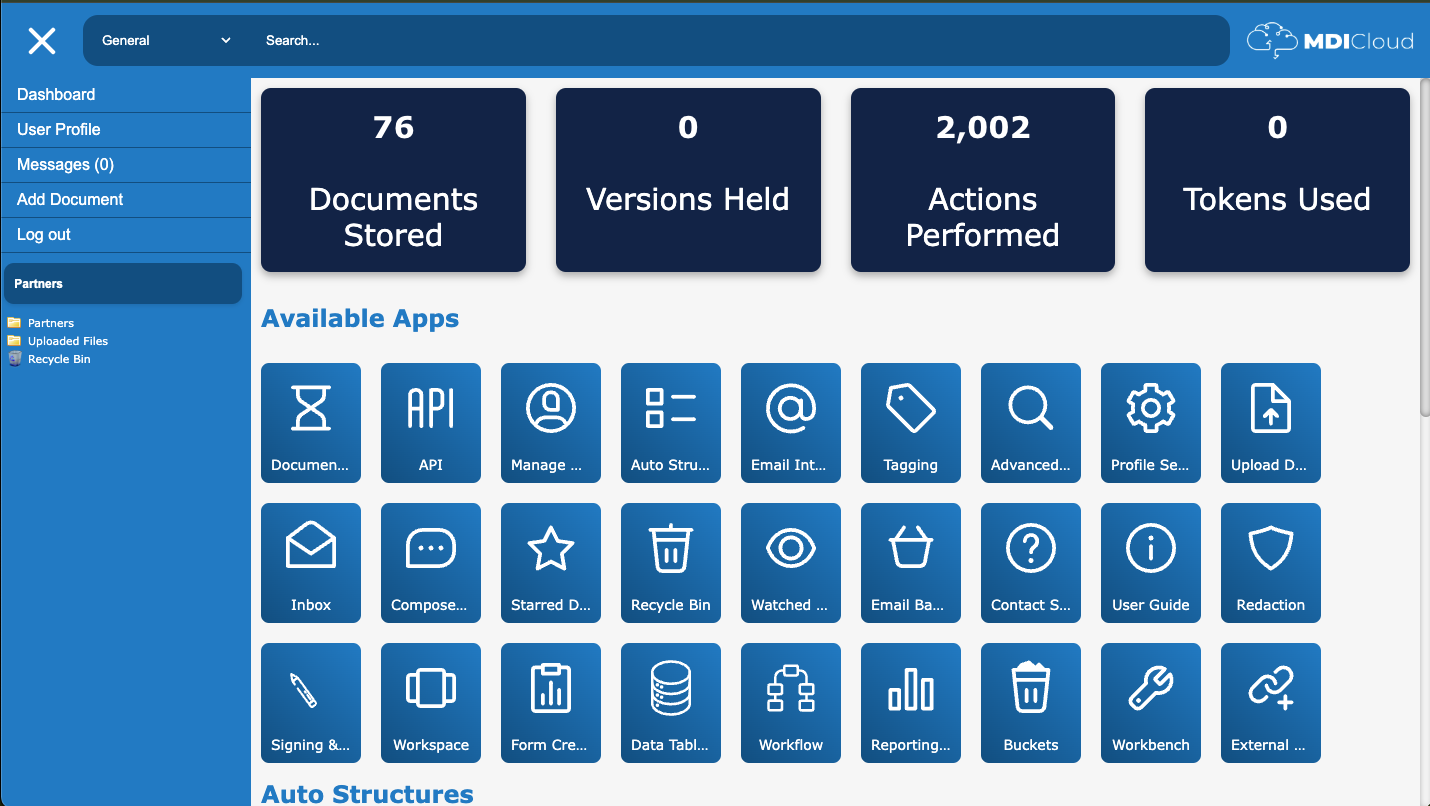 screenshot of MDI Cloud